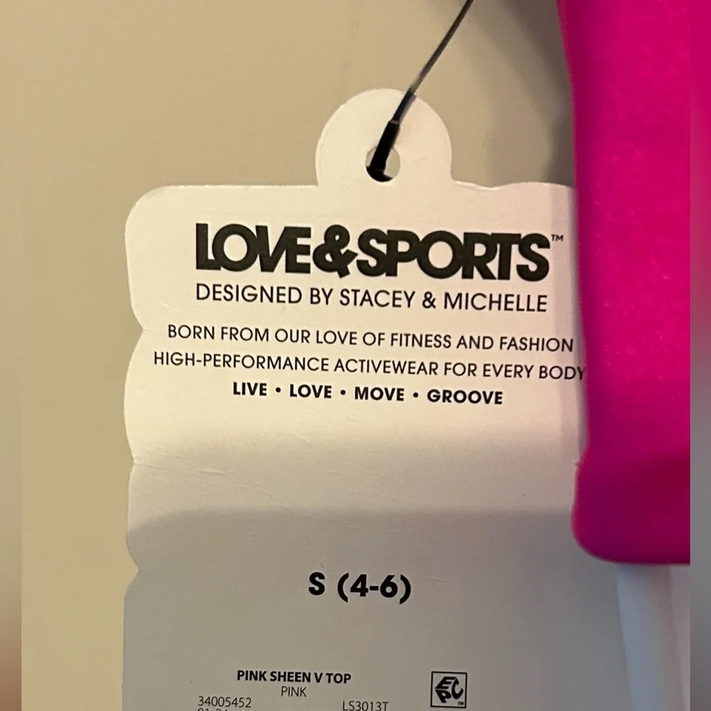 Love And Sports Pink Sheen V  Top Bikini Top Size Small 4-6‎  Top Only NWT